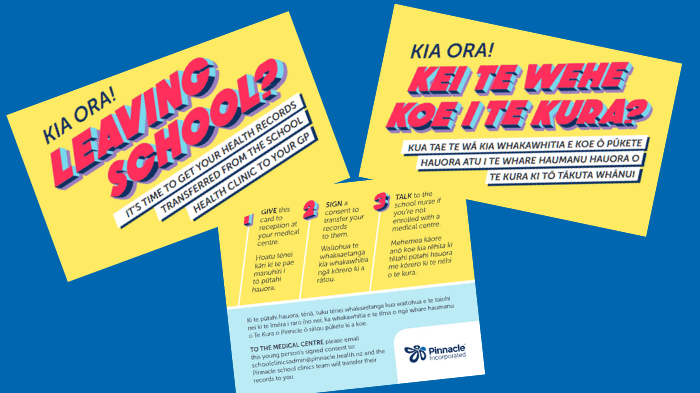 School leavers cards supporting transfer of student notes to Waikato practices